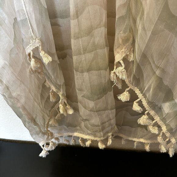 Free Swimwear One Size Sheer Cover Up Open Front Kimono Fringe Hems Swim Beach - Picture 7 of 7